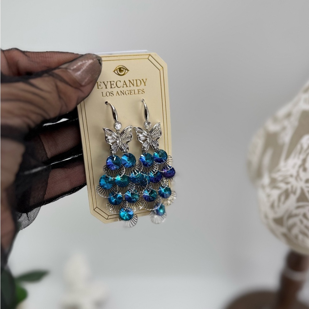 EyeCandy Los Angeles Statement Butterfly Earrings - Picture 7 of 9